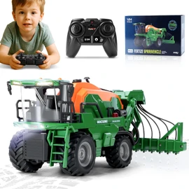 Ulikey Remote Controlled Tractor, RC Spraying Vehicle Tractor for Children, Farm Vehicle Toy with Trailer, Light and Sound, Farm Truck Toy Gift for Children from 3 4 5 6 Years