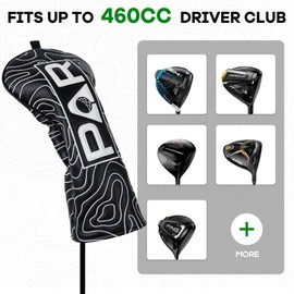 Golf Club Head covers for Driver 460CC DR #1 Elastic Closure Black PU Leather White PAR Pattern