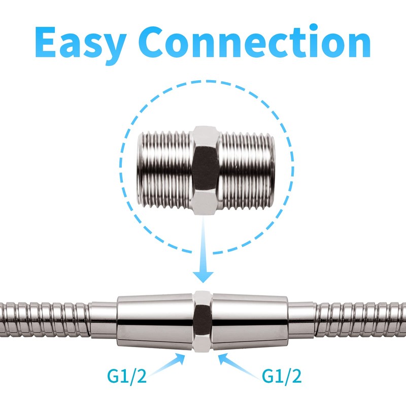 OFFO Shower Hose Connector, 1/2 Inch Solid Stainless Steel Shower