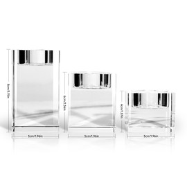 Set of 3 Cube Crystal Candle Holders, Clear Glass Tea Light Holders, Creative Votive Decor for Table Centerpieces, Weddings, Mother’s Day, Birthdays. Ideal Gift for Girlfriend, Wife, Mum（S）