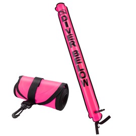 Pecihiko Surface Marker Buoy, 4ft Scuba Diving Surface Marker Signal Tube with Reflective Strip and Plastic Clip (Rose Red)