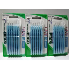GUM BI-DIRECTION Interdentalbürsten 6 Stück hellblau 0,9mm, 3er Vorteilspack (3x 6 Stück)