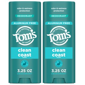 Tom’s of Maine Clean Coast Aluminum Free Natural Deodorant for Men and Women, 3.25 oz, 2-Pack