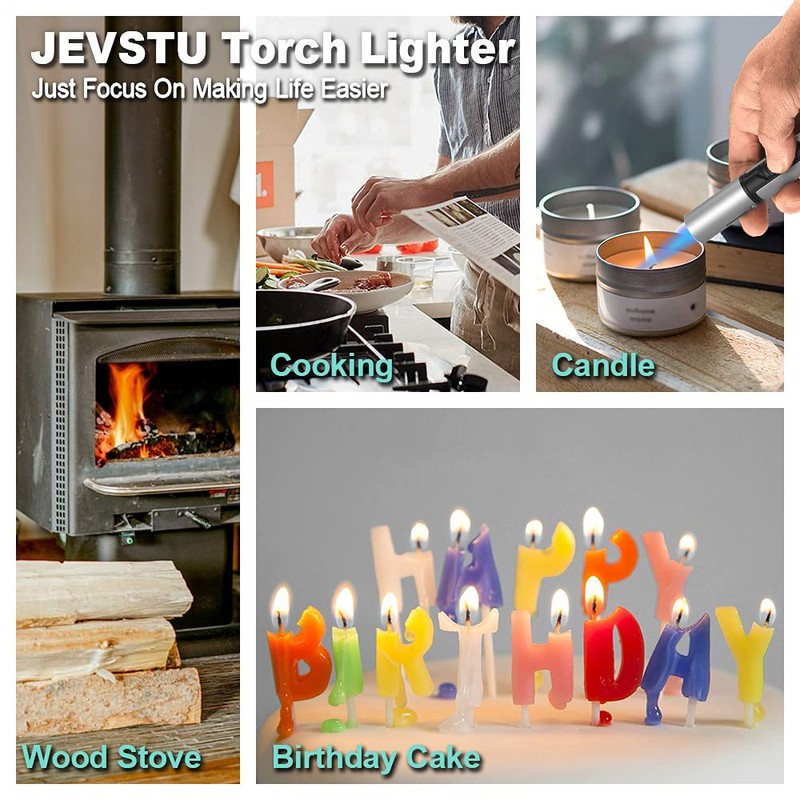 JEVSTU Torch Lighter, Butane Lighter 6.0in Long with Fuel Level