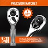 HORUSDY 1/4-Inch Stubby Ratchet Wrench Set, Chrome Alloy 90-Tooth Reversible