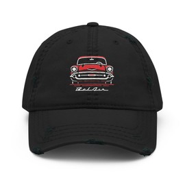 Red 1957 Bel Air Cap for 57 Chevy Classic Car Owners Automotive Distressed Dad Hat
