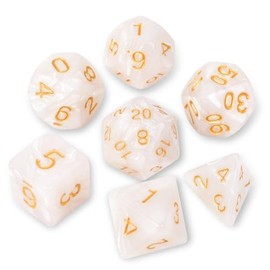 DND Polyhedral Dice Set with a Black Dice Bag for D&D RPG MTG Role Playing Table Games RPG Polyhedral Dice for Dungeon and Dragons Playing Games 7-Die Set (Pearl White Dice)