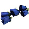 6 Navy Blue Half Open Bud Wooden Roses for Crafts