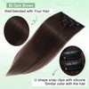 TESS Brown Real Hair Extensions Clip, 5 Pieces, Double Wefts,