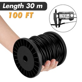 Vinyl Coated Wire Rope, 304 Stainless Steel Black Coated Covered 1/8 Inch Overmolded to 3/16 Inch String Light Hanging Kit, Black Coated Cable Aircraft Cable Clothesline for Pull Training(100ft)