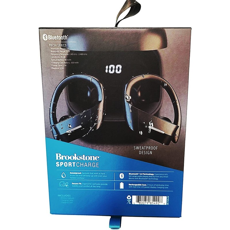 None Brookstone Sport Charge True Wireless Earbuds Sweat-Proof / Noise-Reducing