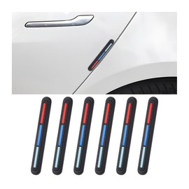 AICEL 6 PCS Car Door Edge Guards, Auto Anti-Scratch Side Door Edge Protector, Anti-Collision Self-Adhesive Trim Sticker, Universal Exterior Accessories for Cars, Trucks, SUVs (Red/Blue/Cyan)
