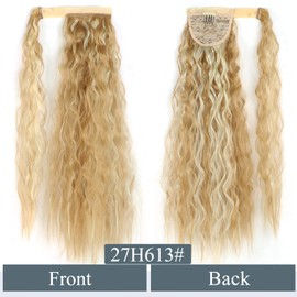 Inscca Ponytail Hairpiece Like Real Hair, Wavy Caramel Blonde & Blonde Bleached Hair Extensions for Women, Long Clip-In Extensions, 56 cm, 100 g