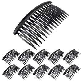 LNQ LUNIQI French Hair Pin Side Comb, 10Pcs Plastic Hair Slides Twist Comb Hair Styling Accessories Decorative for Women Girls Bridal Wedding Party Masquerade, Black