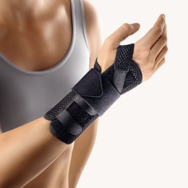 Bort 112730 large rechts schwarz ManuStabil kurz Handgelenkorthese, rechts oder links tragbar in verschiedenen Farben, rechts large, schwarz