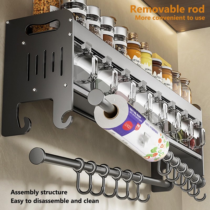 Hanging Wall Mount knife Wall Mount,Condiment Cup, Space-Saving Knife Rack