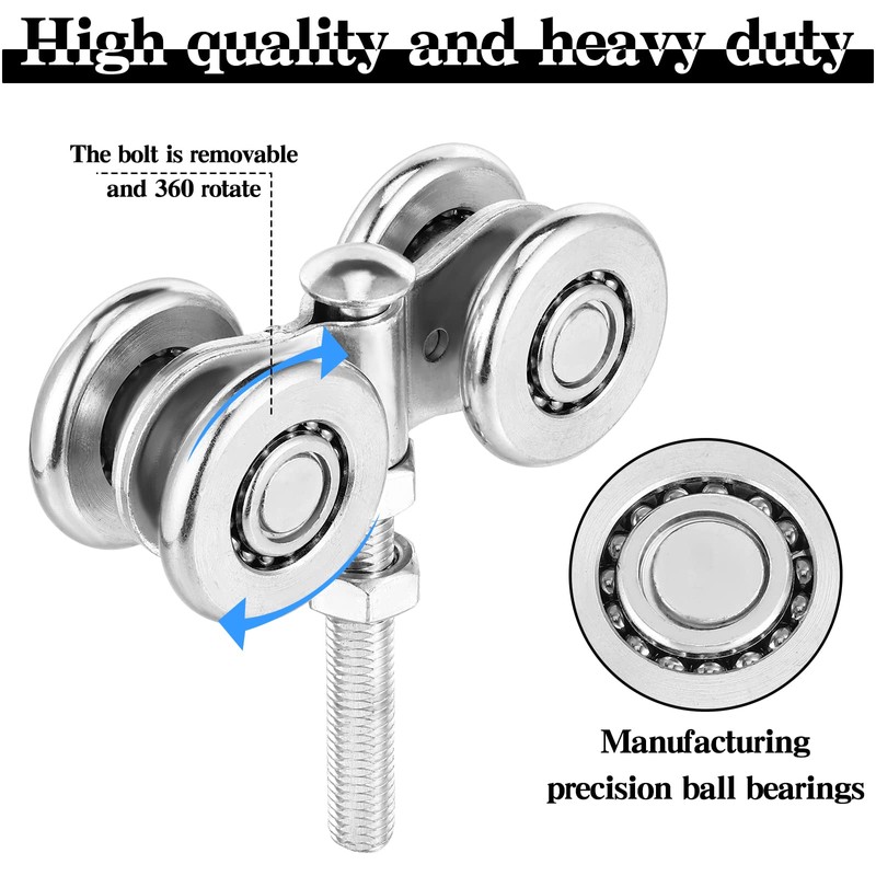 Yexiya 4 Pcs Wheel Trolley Assembly Barn Door Rollers for