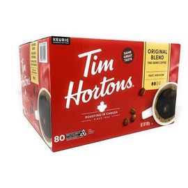 Tim Hortons Original Blend Medium Roast Coffee - 80 Single Serve K-Cup Pods for Keurig Brewers {Imported from Canada}