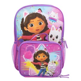 AI ACCESSORY INNOVATIONS Gabby’s Dollhouse 2 Piece Backpack Set, Pre-School Girls 16" Travel Bag, Pink