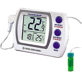 Traceable Jumbo Calibrated Digital Fridge Thermometer/Freezer Thermometer with Bottle Probe, –58 to 158 Fahrenheit, 0.1 Resolution, Accuracy of 1 Degree Celsius