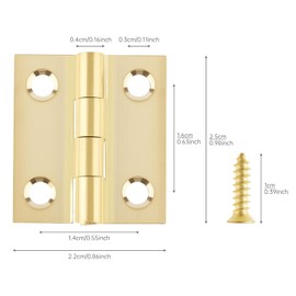 HOJLKLD 8Pcs 1 Inch Solid Brass Mini Hinges,Folding Butt Hinges with 32Pcs Screws for Drawer Cabinet Cupboard Jewelry Box Small Wooden Case (Gold, 1 Inch)
