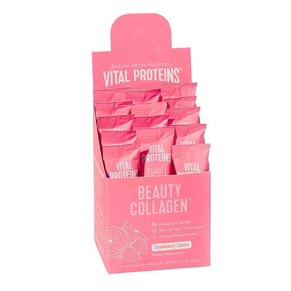 Beauty Collagen - Caja de palitos de limón y fresa (caja de 14 quilates, 12 en una caja)