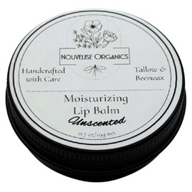 Tallow Lip Balm | 100% Organic Tallow, Organic Beeswax, Jojoba, and Shea Butter | Moisturizing Lip Care for Dry, Chapped Lips | Handcrafted in USA - Unscented