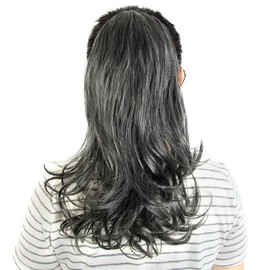 KAVSORAPI 16 Inch Curly Ponytail Hair Extension - Drawstring Synthetic Hairpiece for Women & Girls, Natural Looking Fake Ponytail for Easy Styling, Voluminous Curly Hair (Salt and Pepper)