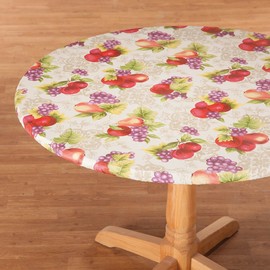 Miles Kimball Harvest Fruit Vinyl Table Cover, Elasticized Edges with Soft Backing