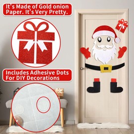 Christmas Door Sticker Decorations Winter Christmas Santa Claus Wall Stickers Removable Felt Christmas Refrigerator Stickers Christmas Decorations Stickers for Window Door Refrigerator Decorations