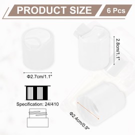 sourcing map 6Pcs White Disc Top Caps Replacement 24/410 Plastic Press Disk Caps 1.1x1.1x0.9 Inch Dispensing Lids for Squeeze Bottles, Refillable Bottles, Shampoo Bottles
