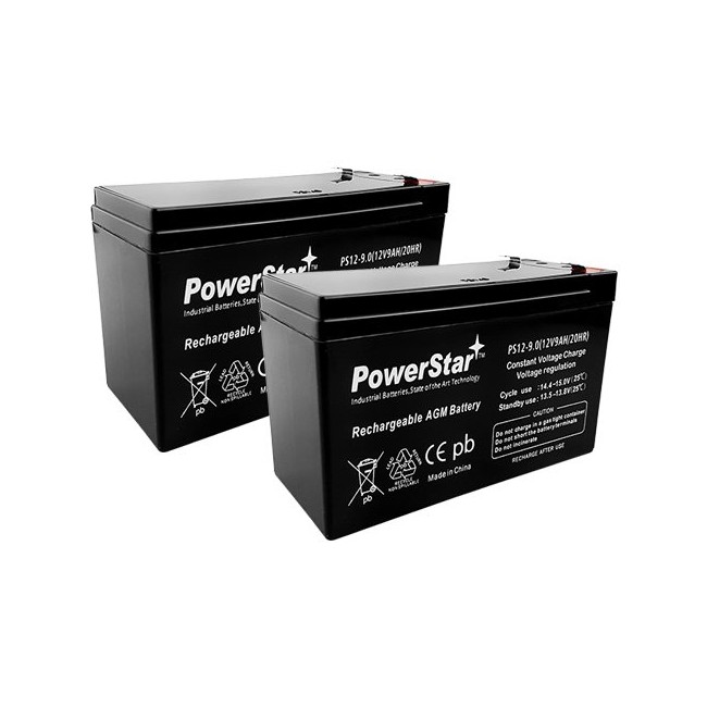 PowerStar-APC Back-UPS XS 1300VA BX1300LCD Replacement Battery (2) 12V 9.0ah Batteries