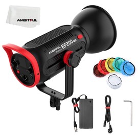 AMBITFUL Aurora Series EF200 200W LED Video Light 5600K LED Continuous Lighting,CRI 95+ / TLCI 97+,Built-in APP,79000lux@ 1m, Bowens Mount for YouTube Video, Studio Portrait, Wedding
