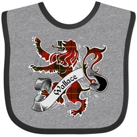 inktastic Wallace Tartan Lion Baby Bib Heather and Black 23634