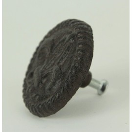 DeLeon Collections Brown Cast Iron Fleur De Lis Round Cabinet Knobs or Drawer Pulls Set of 12