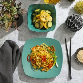 Gibson Home Zen Buffet Matte Porcelain 8 Piece Chip and Scratch Resistant Plates and Bowls Dinnerware Set - Green, Service for 4 (8pcs)