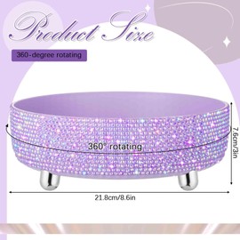 Honeydak Purple Bling Perfume Makeup Organizer Bling Mother's Day Nurse Day Gifts for Women Bathroom Organizers and Storage 360 Rotating Makeup Organizer for Countertop(Resin Stone)