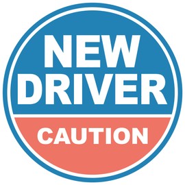 GEEKBEAR New Driver Magnet for Car (Blue/Salmon) – Student Driver Magnet for Car – New Driver Bumper Safety Sign – Rookie Novice Driver Magnet and Decals – Be Patient Vehicle Sticker (1 Pack)