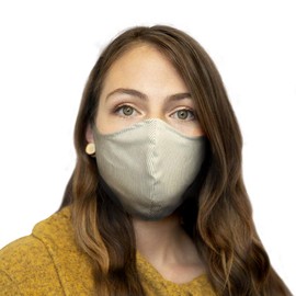 Purian Mouth Mask with Adjustable Straps, Cotton Face Mask for Dust and Travel | White with Green Stripes | 1 Mask