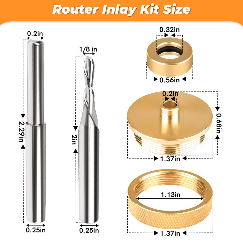 71333 Router Bits Solid Brass Inlay Kit for 1/4 Templates