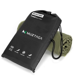 Muztaga Microfiber Beach Towel-Perfect for Travel, Sports, Camping, Swimming, Yoga, Gym- Quick Dry, Sand Free, Compact, Lightweight, Absorbent (Army Green, Large (160x90cm, 63x35”))