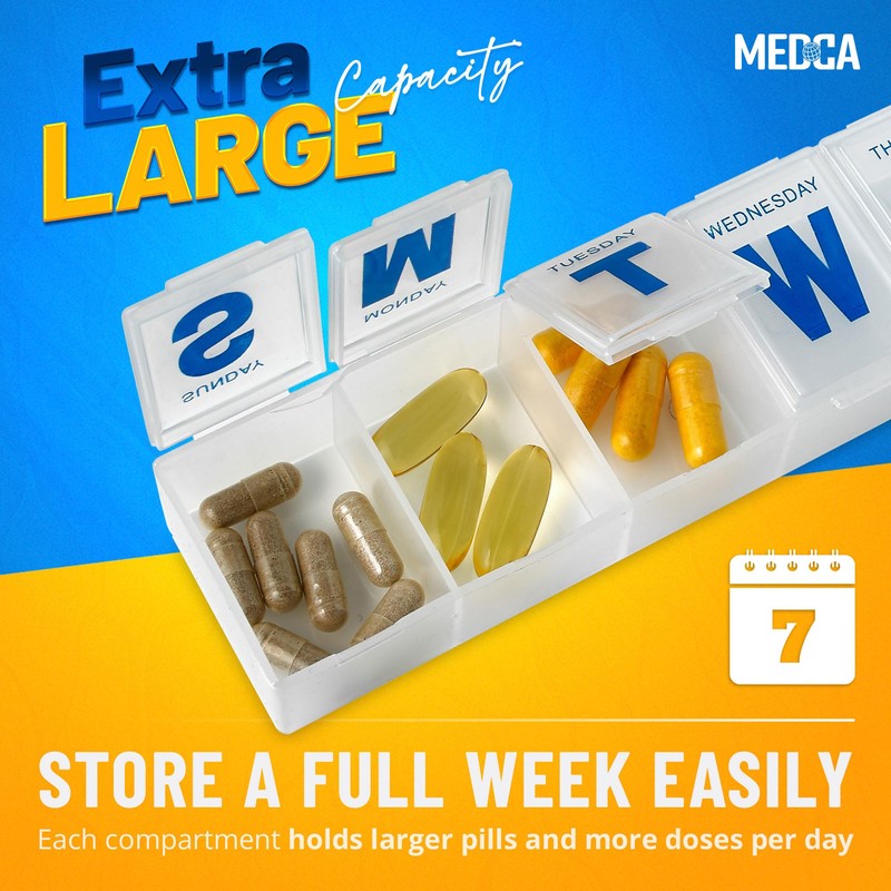 Weekly Pill Organizer - (Pack of 2) Extra Large Vitamin