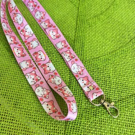Cute Cow Lanyards, Cat Lanyard, Cute Phone Accessories - Design: Strawberry Cat