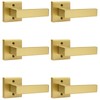 Probrico 6 Pack Inactive Square Door Lever, Single Side Gold