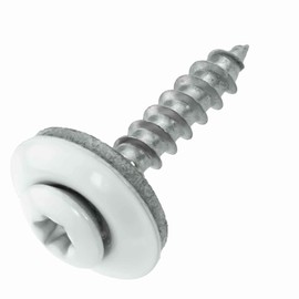 Plumbing Screws Stainless Steel A2 with EPDM Sealing Washer 15 mm - 4.5 x 20 mm - White RAL 9010 TX20 Pack of 100