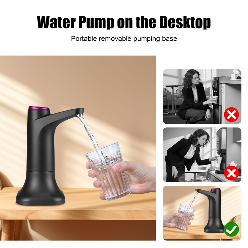5 Gallon Water Pump with Mobile Base, USB Rechargeable Electric