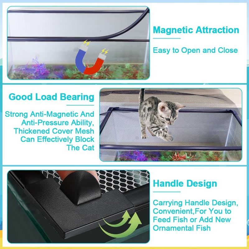 Jaxbo Magnetic Aquarium Cover Lid, DIY Fish Tank lid Anti-Jumping