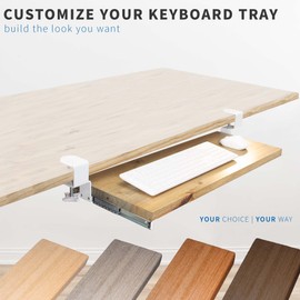 VIVO Clamp and 12 inch Rail Set for DIY Custom Wooden Keyboard Trays (Tray Not Included), Under Desk Pull Out Slider Track with Extra Sturdy C-clamp Mount System, White, MOUNT-RAIL02W