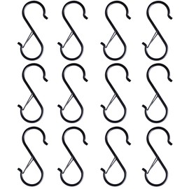 BOBOZHONG Safety Buckle Design S Hooks,12 Pack S Hooks for Hanging S Shaped Hooks Metal S Shaped Hooks for Heavy-Duty for Hanging Plants,Lights,Kitchenware,Pans,Pots,Utensils,Clothes,Towels