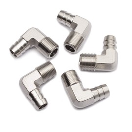LTWFITTING 90 Degree Elbow Stainless Steel 316 Barb Fitting 1/2" ID Hose x 3/8" Male NPT Air Gas (Pack of 5)